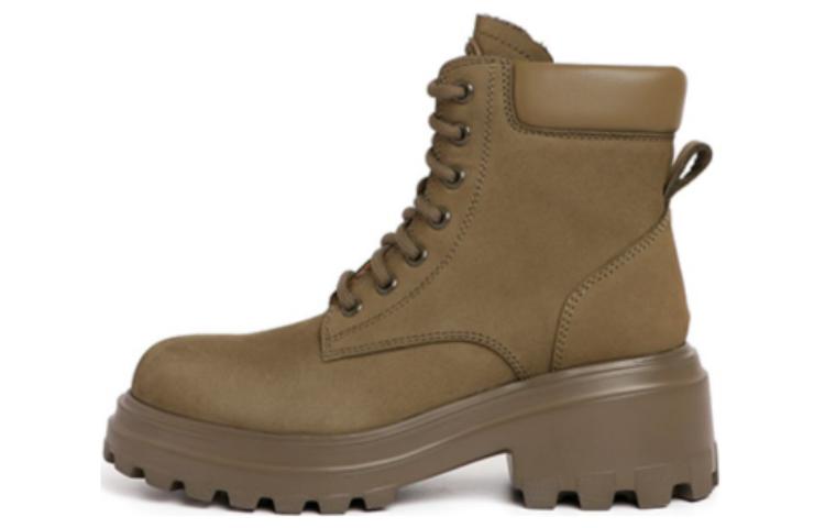 (Women) Staccato Leather Street Fashion Utility Thick Sole Short Boots 'Green Khaki' M8902DD2