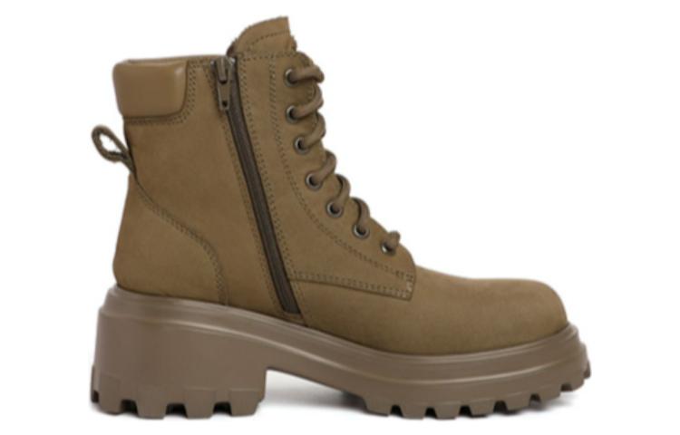 Order (Women) Staccato Leather Street Fashion Utility Thick Sole Short Boots 'Green Khaki' M8902DD2