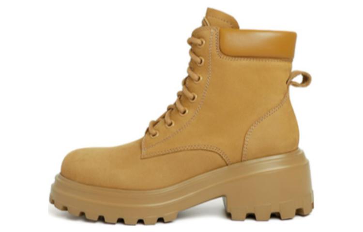 Purchase (Women) Staccato Leather Street Fashion Utility Thick Sole Short Boots 'Green Khaki' M8902DD2
