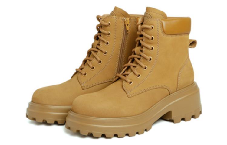 Sizing (Women) Staccato Leather Street Fashion Utility Thick Sole Short Boots 'Green Khaki' M8902DD2