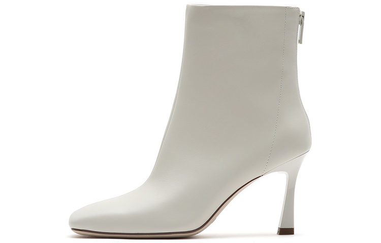 (Women) Staccato Leather Zip Ankle Boots 'Cream' 9VP19DD2