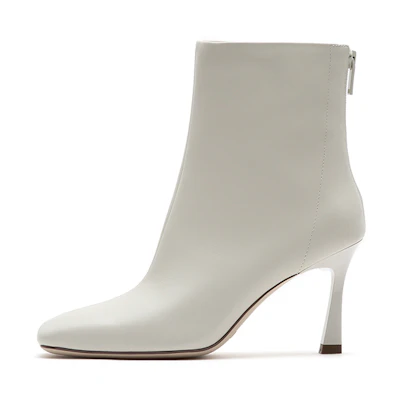 (W) Staccato Leather Zip Ankle Boots 'Cream'