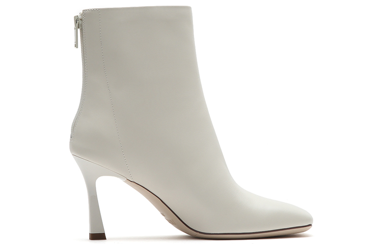 Order (W) スタッカートレザー ジップアンクルブーツ (クリーム) 9VP19DD2