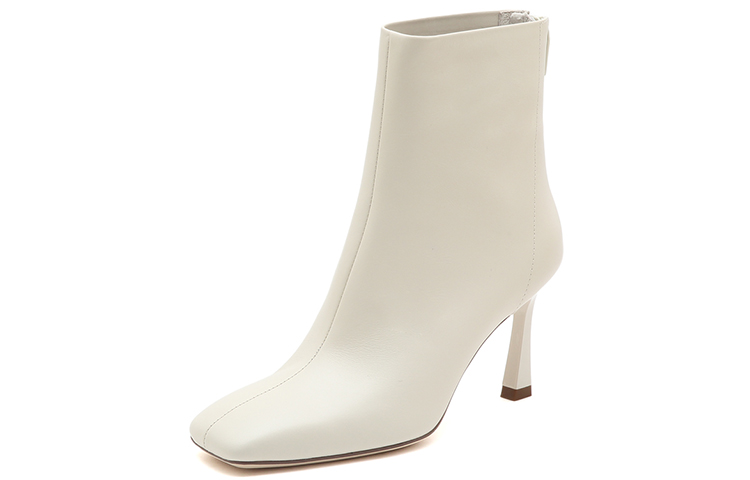 Lookbook (W) スタッカートレザー ジップアンクルブーツ (クリーム) 9VP19DD2