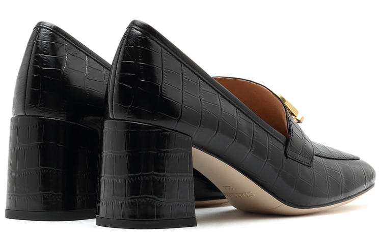 Shop (W) Staccato Loafer Tumit Tinggi 'Krim Hujung Petak dengan Gesper Logam - Hitam' SZPEBW03DU1CA1