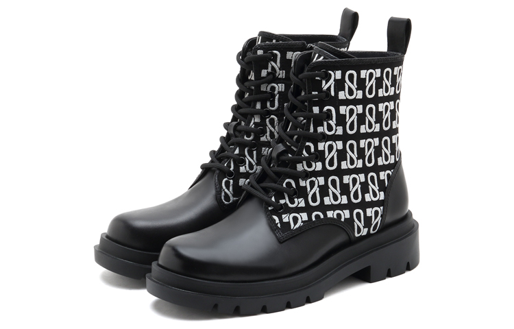 Lookbook Staccato 思加圖 英倫風 繫帶滿印馬丁靴 女款 黑色