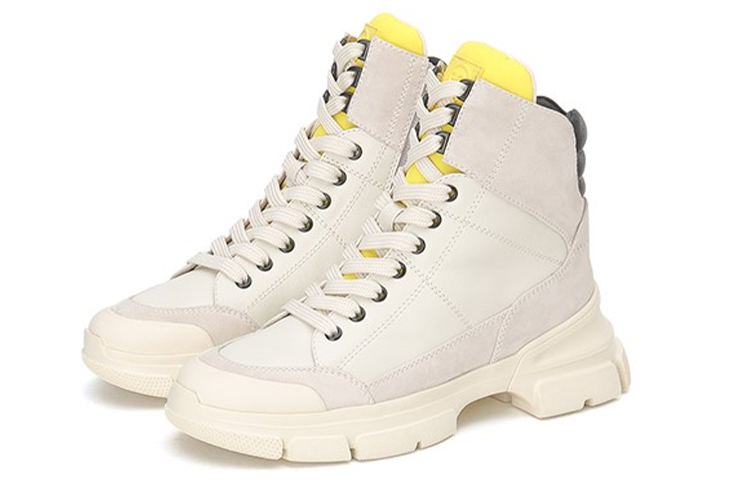 Order Staccato 思加圖 系帶厚底撞色拉鍊馬丁靴 女款 米色
