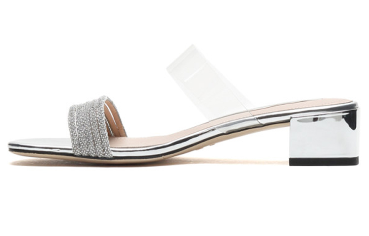 Buy (W) 斯塔卡托 一字带粗跟中跟凉鞋 '白银' SZPEBO03DB1BT1