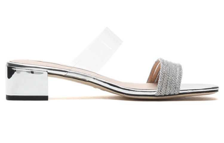 Order (W) 斯塔卡托 一字带粗跟中跟凉鞋 '白银' SZPEBO03DB1BT1