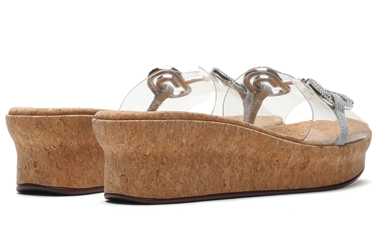 Shop (W) スタッカート プラットフォーム ウェッジサンダル (シルバーイエロー) SZPEYB62DB1BT1