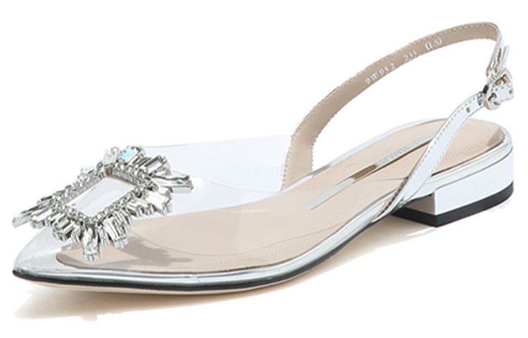 Lookbook (W) スタッカート ポインテッドトゥ 太ヒール フラット (ホワイト) SZP9W952DA1AH1