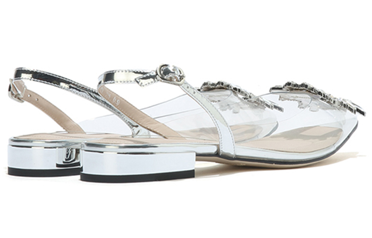 Shop (W) スタッカート ポインテッドトゥ 太ヒール フラット (ホワイト) SZP9W952DA1AH1