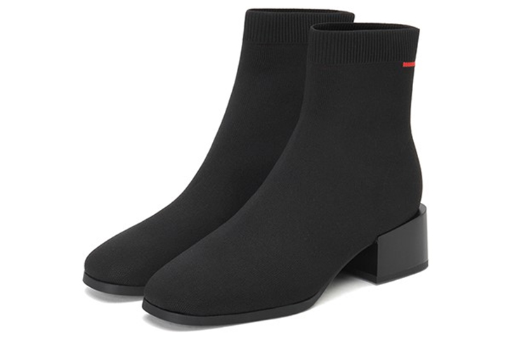 (W) Staccato Pointed Toe Chunky Heel Sock Boots 'Black Elastic' 圖 2