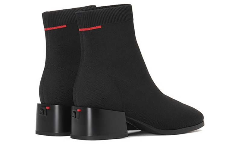 (W) Staccato Pointed Toe Chunky Heel Sock Boots 'Black Elastic' 圖 3