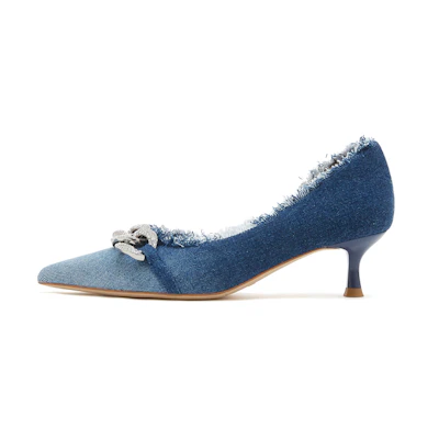 (W) Staccato Pointed Toe Fabric Pumps 5cm 'Gradient Blue'