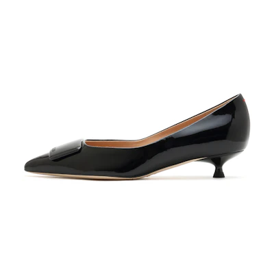 (W) Staccato Pointed Toe Kitten Heel 'Black Wedding'