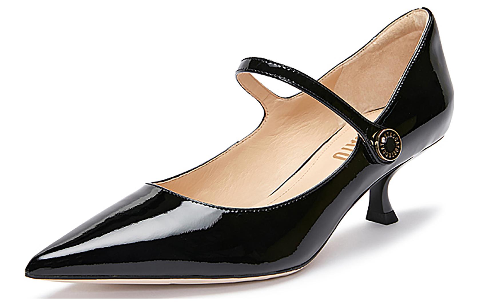 Order 思加图Staccato 頭層牛皮 尖頭魔術貼 酒杯跟 高跟鞋 5cm 女款