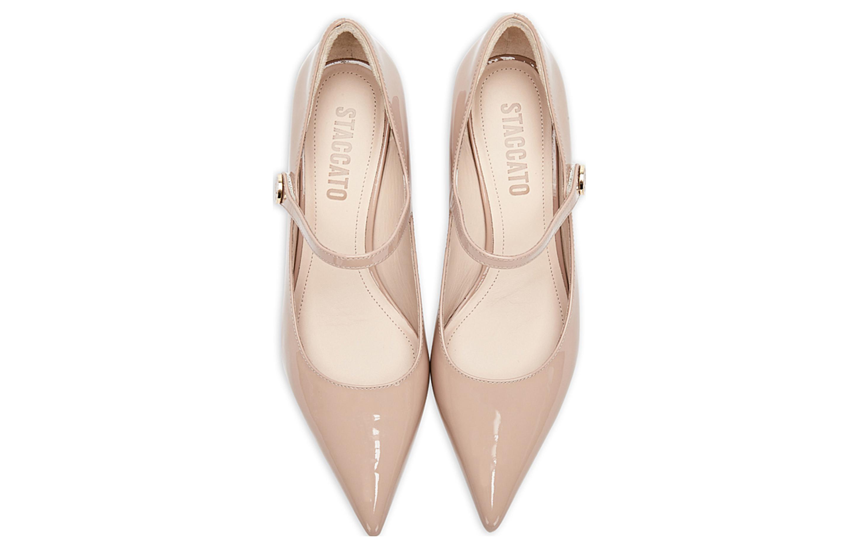 Sizing 思加图Staccato 頭層牛皮 尖頭魔術貼 酒杯跟 高跟鞋 5cm 女款