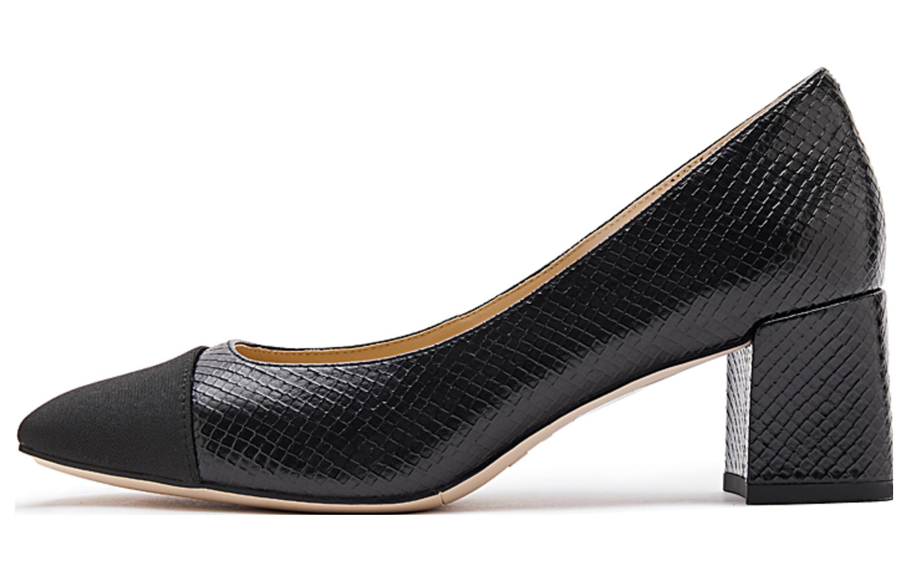 Sizing (W) Staccato PU Punta Cuadrada Tacón de Bloque 6cm 'Negro Clásico' EL106CQ3