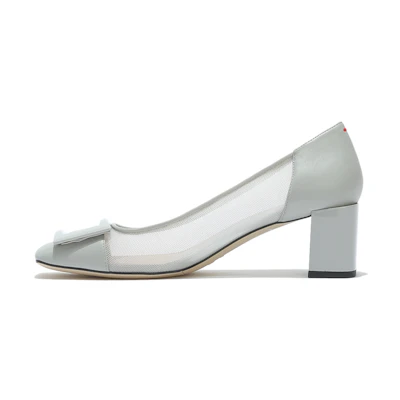 (W) Staccato Retro Square Toe Chunky Heel 'Grey Blue'