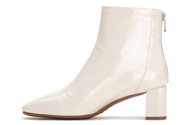 (Women) Staccato Retro Square Toe Chunky Heel Boots 'Cream' SZP9UP05DD1DD0