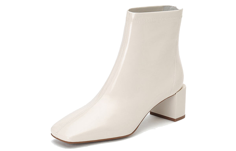 Lookbook (Women) Staccato Retro Square Toe Chunky Heel Boots 'Cream' SZP9UP05DD1DD0