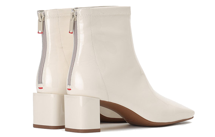 Shop (Women) Staccato Retro Square Toe Chunky Heel Boots 'Cream' SZP9UP05DD1DD0