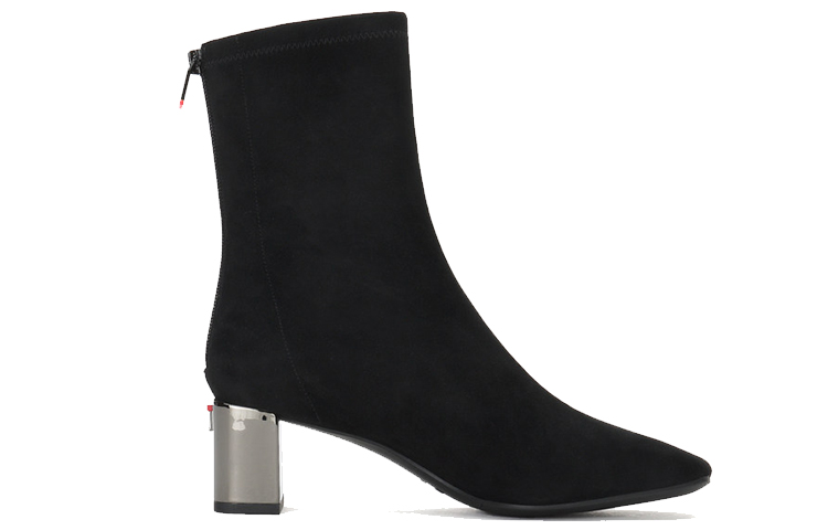 Order (Women) Staccato Retro Square Toe Chunky Heel Leather Boots 'Black' SZP9UP12DU1DZ0