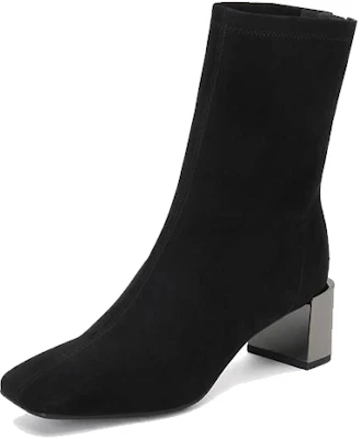 (Women) Staccato Retro Square Toe Chunky Heel Leather Boots 'Black' SZP9UP12DU1DZ0 Lookbook (Women) Staccato Retro Square Toe Chunky Heel Leather Boots 'Black' SZP9UP12DU1DZ0