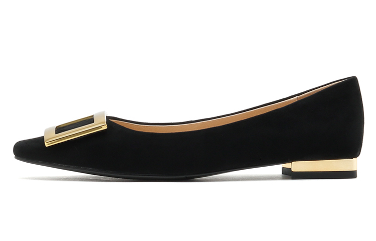 (W) Staccato Retro Square Toe Flats 'Commuter Black'