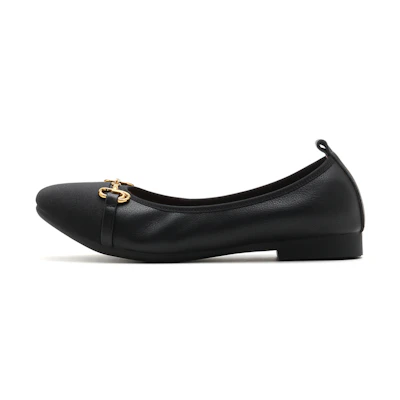 (W) Staccato Round Toe Flats 'Black Breathable'