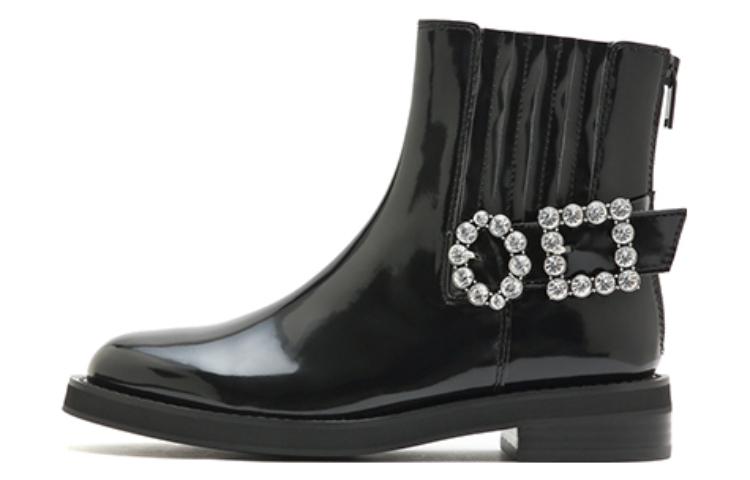 (W) Staccato Round Toe Rhinestone Ankle Boots 'Black' 'Fairy Tale Zipper'
