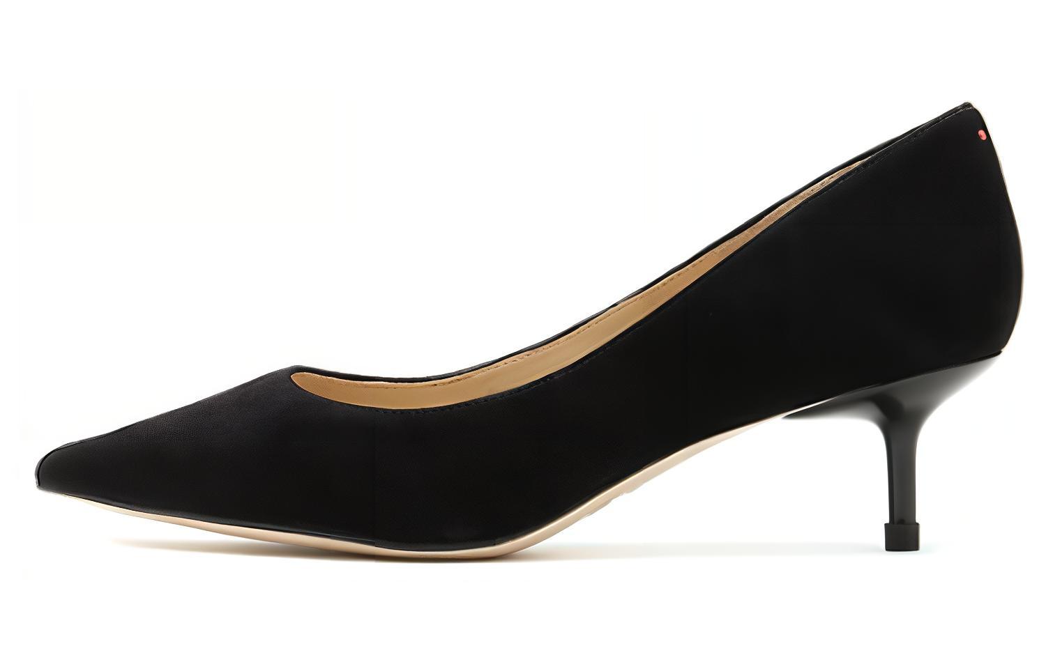 (Women) Staccato Sheepskin Cream Pumps 5cm 'Pointed Toe Kitten Heel' 9PV62AQ2