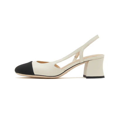 (W) Staccato Sheepskin Peep-Toe Chunky Heel 'White'