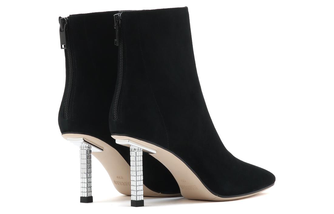 Shop (W) Staccato Sepatu Boot Tumit Tinggi Zipper Hitam Kulit Domba Ujung Kotak 9VP20DD2