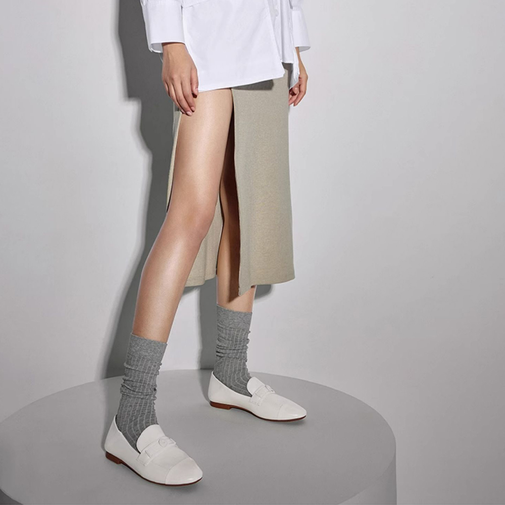 Details for (W) 思加图一脚蹬平底鞋 "优雅白/柔杏色" H2265CA3