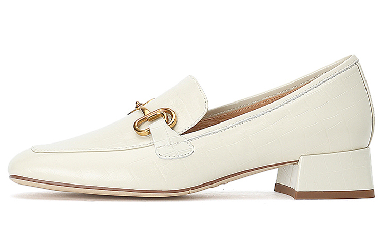 (W) Staccato Square Toe Casual Crocodile Embossed Loafer 'Beige'