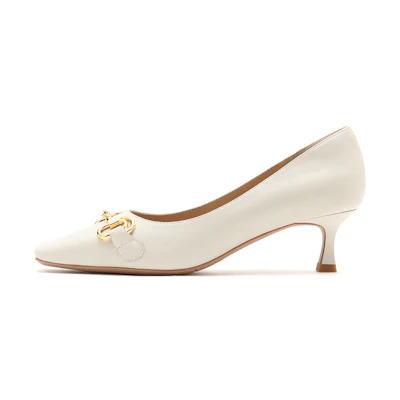 (W) Staccato Square Toe Cat Heel Wedding High Heels 'Ivory'