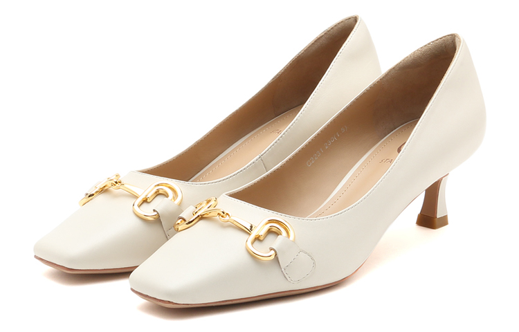 (W) Staccato Square Toe Cat Heel Wedding High Heels 'Ivory' 圖 3