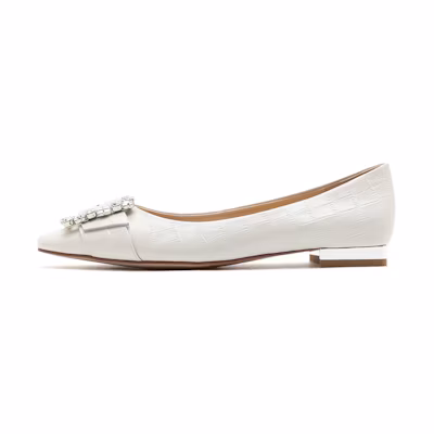 (W) Staccato Square Toe Flat 'Beige'