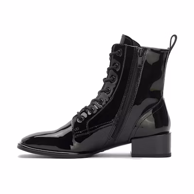 (W) Staccato Square Toe Patent Lace-Up Ankle Boots 'Black'