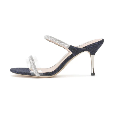 (W) Staccato Stiletto Sandal 'Deep Blue and White Fairy'