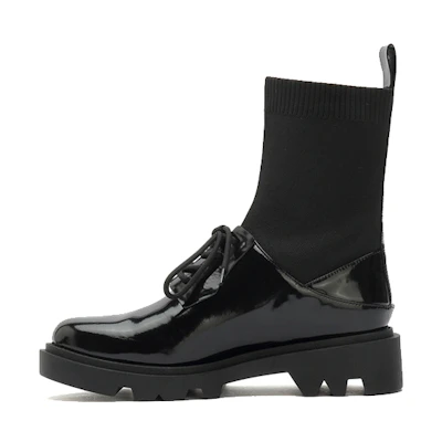 (W) Staccato Vintage British Style Chunky Heel Booties 'Elastic Black'