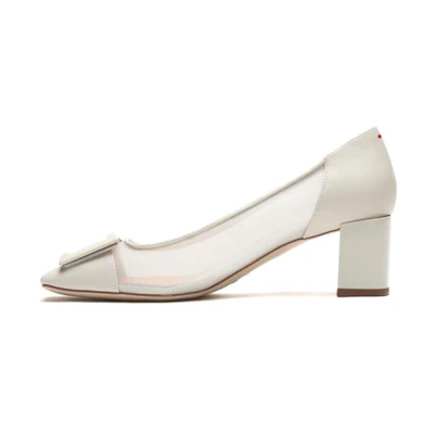 (W) Staccato Vintage Square Toe Chunky Heel 'White'