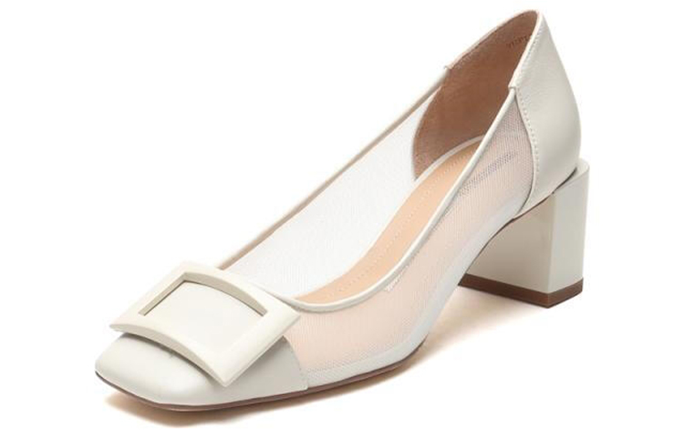 (W) Staccato Vintage Square Toe Chunky Heel 'White' 圖 3