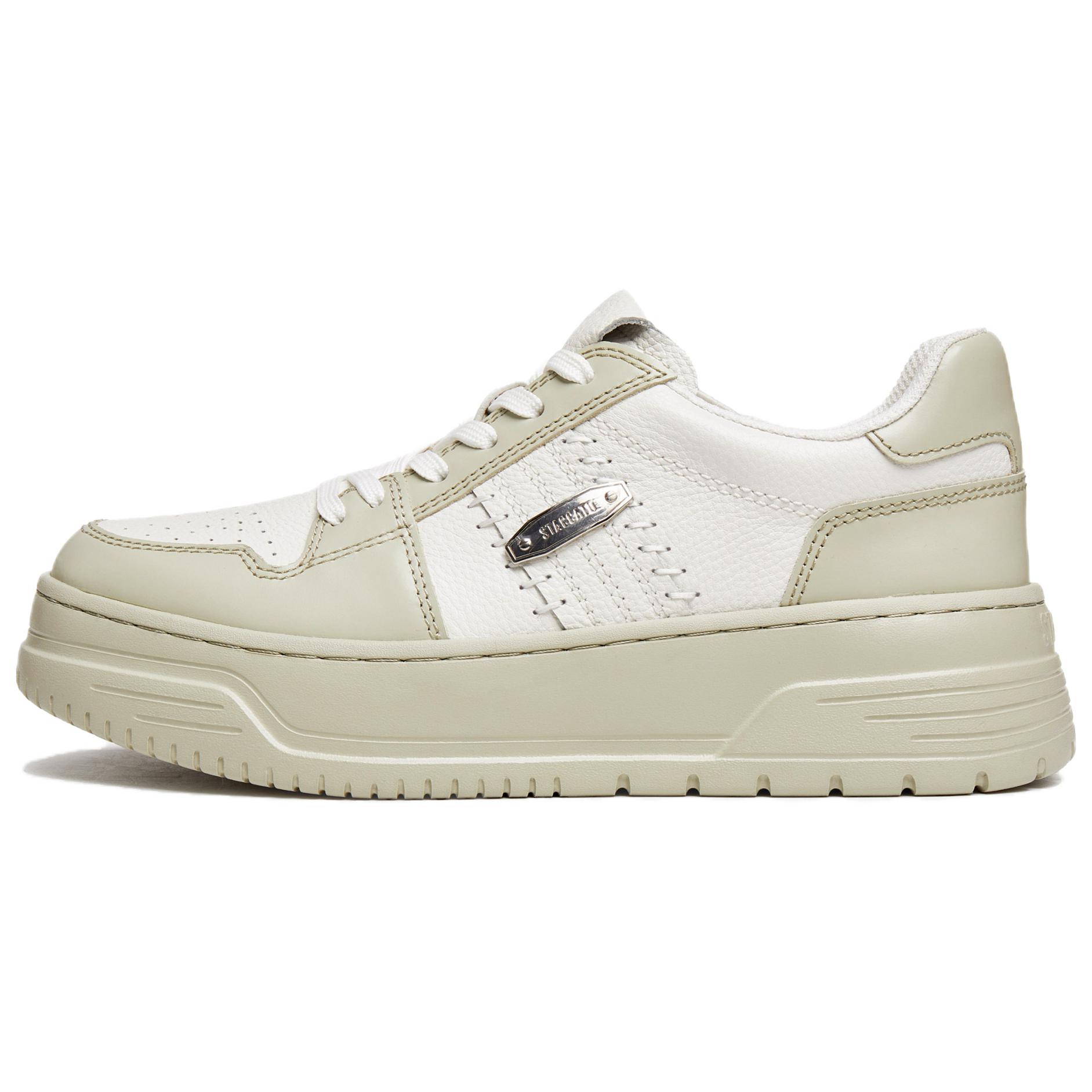 (Women) Staccato White Chunky Low-Top Sneakers Casual Leather Elevated Shoes. EUW06CM4-1