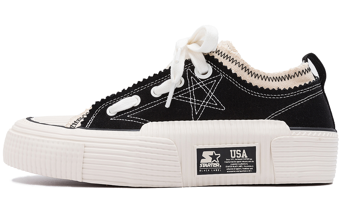 (W) STARTER Canvas Low Top 'Black Star Embroidery'