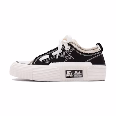 (W) STARTER Canvas Low Top 'Black Star Embroidery'