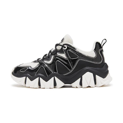 (W) STARTER Platform Low-Top 'Dad Shoe' Black and White 'Ice Peak Series'