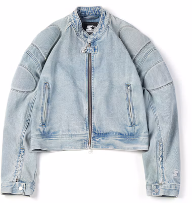 (Women) STARTER Retro Denim Jacket Women’s Light Blue Full-Zip Long-Sleeve SA41DK004F-DBS Buy (Women) STARTER Retro Denim Jacket Women’s Light Blue Full-Zip Long-Sleeve SA41DK004F-DBS